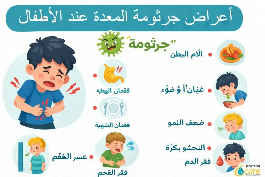 أعراض جرثومة المعدة عند الأطفال