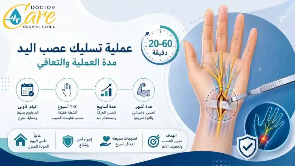كم تستغرق عملية تسليك عصب اليد؟