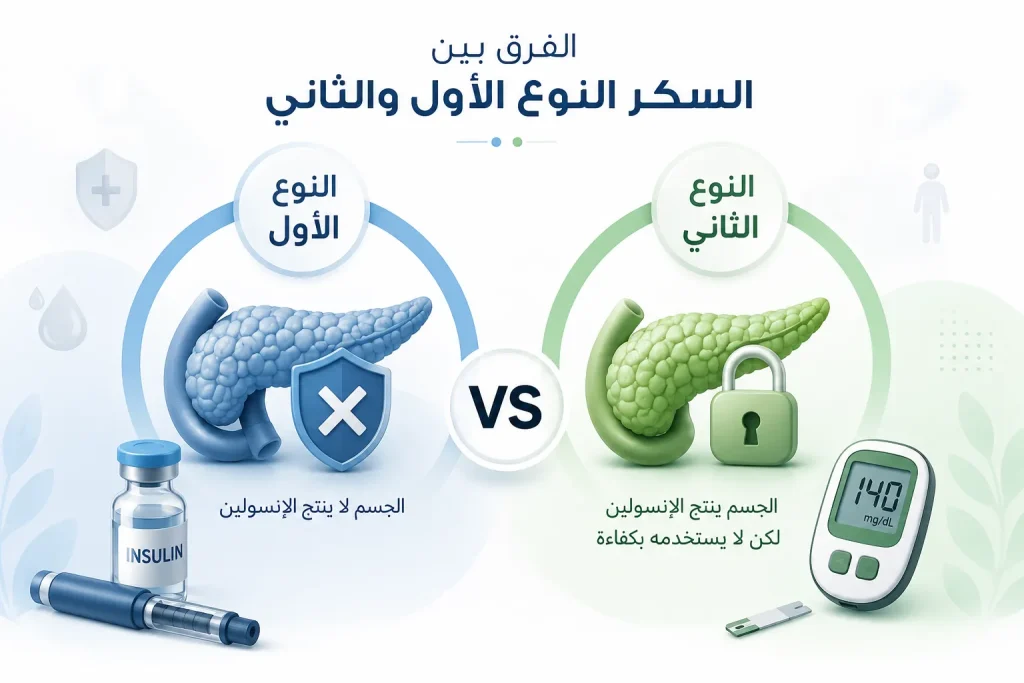 الفرق بين مرض السكر النوع الأول والثاني مع دكتور كير سنتر
